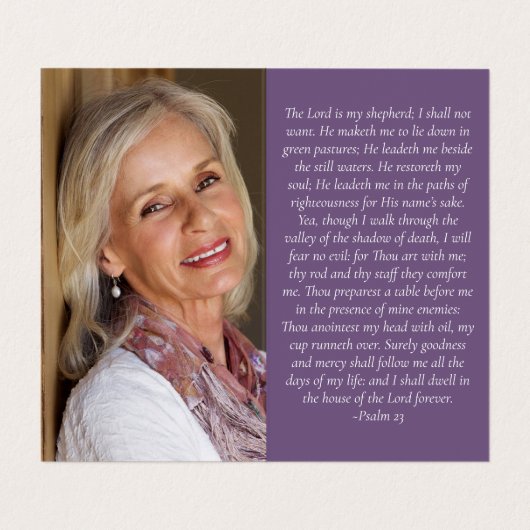 折り畳みパープルフローラメモリアル祈りの言葉カード 名刺 (内部フラット)