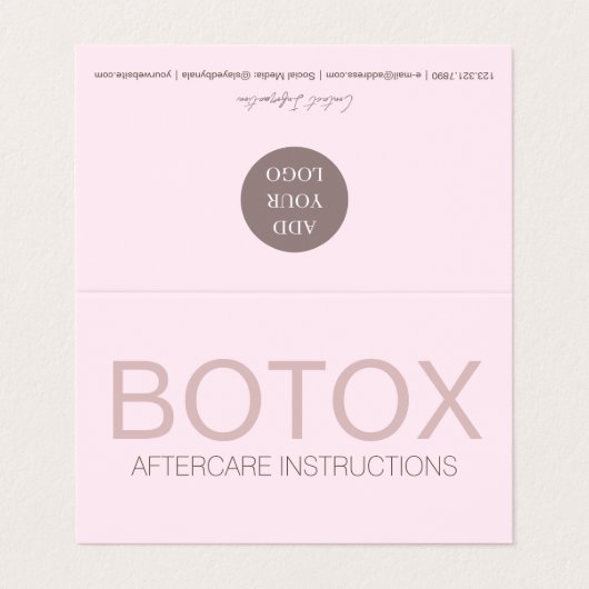折り畳みピンクボトックスフィラーアフターケアカード 名刺 (外部フラット)