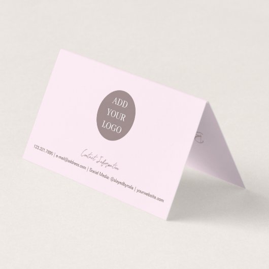 折り畳みピンクボトックスフィラーアフターケアカード 名刺 (裏面)