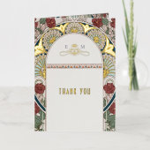 折り畳みフォイルサンキューカードアールヌーボー 箔グリーティングカード (正面)
