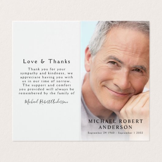 折り畳みフルフォトメモリアル祈りの言葉カード 名刺 (外部フラット)