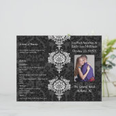 折り畳みブラックグレーとホワイトダマスクの結婚写真 (スタンド正面)