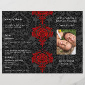 折り畳みブラックグレーとレッドダマスクの写真結婚の数 (正面)