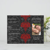 折り畳みブラックグレーとレッドダマスクの写真結婚の数 (スタンド正面)