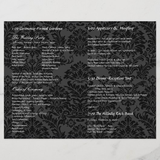 折り畳みブラックグレーとレッドダマスクの写真結婚の数 (裏面)