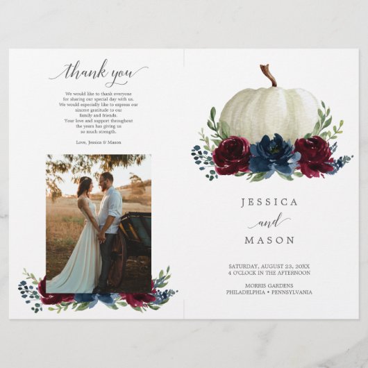 折り畳みブルゴーニュ海軍結婚式 プログラム冊子 チラシ (正面)