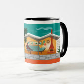 折り畳みプレートルーフミッドセンチュリーハウスヤーズのみ マグカップ (正面右)