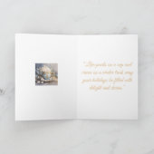 折り畳みホリデーカードブルー&金ゴールドクリスマスエレガンスカード シーズンカード (内部)