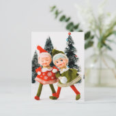 折り畳みホリデーカードメリークリスマス小妖精や小人 ポストカード (スタンド正面)