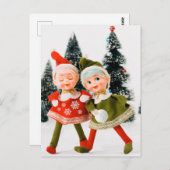 折り畳みホリデーカードメリークリスマス小妖精や小人 ポストカード (正面/裏面)