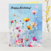 折り畳みワイルドフラワーグリーティング カード (黄色い花)