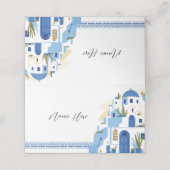 折り畳み名刺結婚のブライダルサントリーニギリシャ プレイスカード (外部開封)