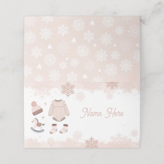 折り畳み名刺赤ちゃんシャワー寒い冬ニュートラル プレイスカード (外部開封)