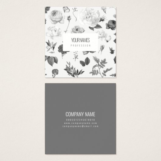 折り畳み名刺:「ヴィンテージ花」 (正面&裏面)