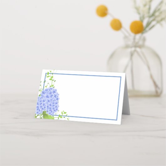 折り畳み名座席表 – ブルーアジサイ プレイスカード (正面)