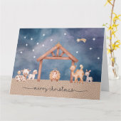 折り畳み式クリスマスカード_キリストの降誕 カード (黄色い花)