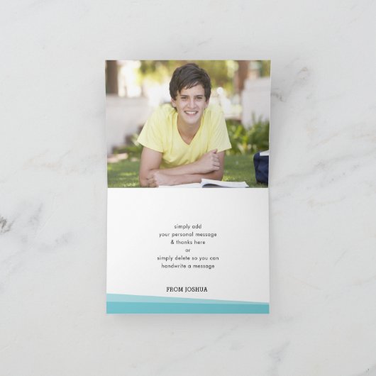 折り畳み感謝ユーシンプルターコイズモダンブルー サンキューカード (内部)