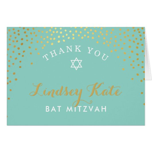 折り畳み感謝ユーバルミツワー金ゴールド紙吹雪ミント (正面横)