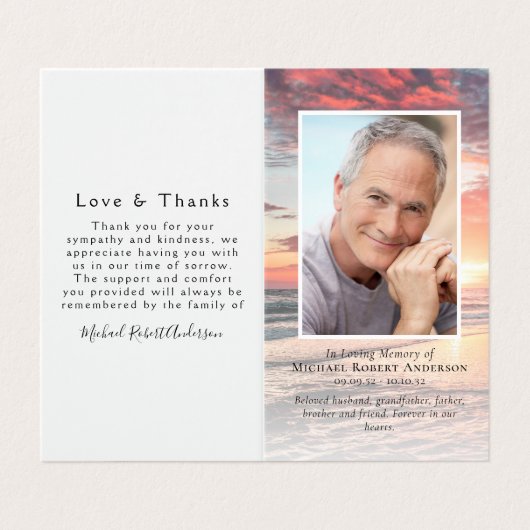 折り畳み日没海記念祈りの言葉カード 名刺 (外部フラット)