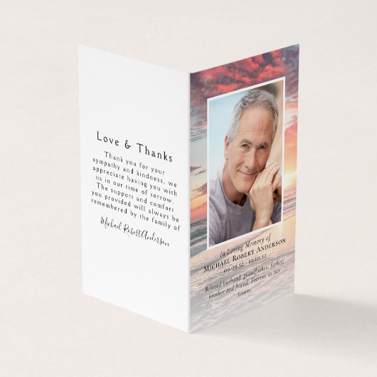 折り畳み日没海記念祈りの言葉カード 名刺 (外部)