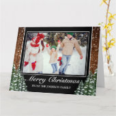 折り畳み森フォトメリークリスマスグリーティング カード (黄色い花)