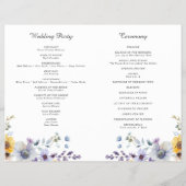 折り畳み水彩ワイルドフラワー結婚式 プログラム本 チラシ (裏面)