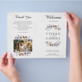 折り畳み水彩ワイルドフラワー結婚式 プログラム本 チラシ (手)