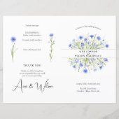 折り畳み淡い色の可能な青フローラ結婚式 プログラム (正面)