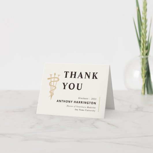 折り畳み獣医サンキューブラック金ゴールド サンキューカード (正面)