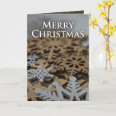 折り畳み白と金ゴールドスノーフレークのクリスマスカード カード (黄色い花)