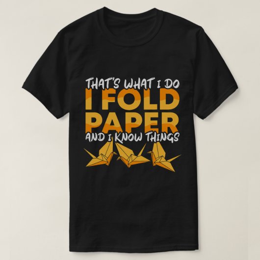 折り畳み紙とノウハウ折り紙マスターオリガ Tシャツ (デザイン正面)