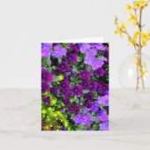 折り畳み紫色のパンジーのノートカード、垂直 カード (黄色い花)