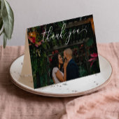 折り畳み結婚式感謝カード - 白いスクリプト サンキューカード