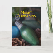 折り畳み緑電球クリスマスカード カード (正面)