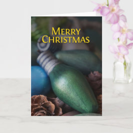 折り畳み緑電球クリスマスカード カード