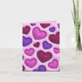 折り畳み縦型ホリデーカード(3D光沢ハート) シーズンカード