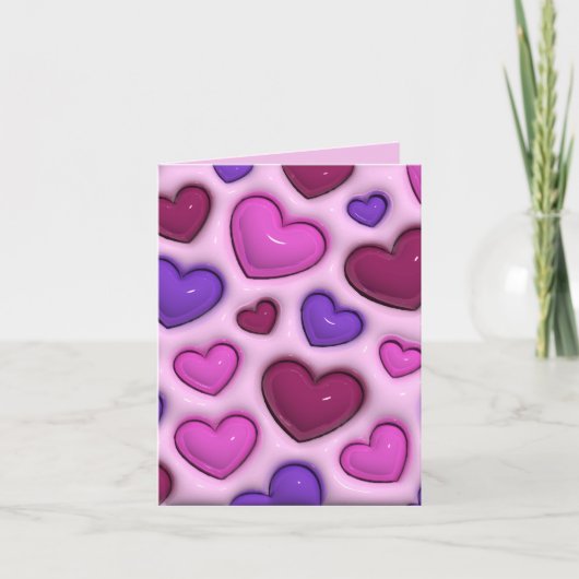 折り畳み縦型ホリデーカード(3D光沢ハート) シーズンカード (正面)