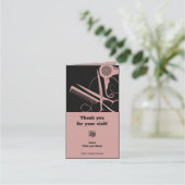 折り畳み美容師ピンクブラックロイヤリティありがとう&A 予約カード (正面)