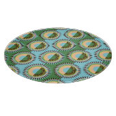 折り畳み花：レトロな青緑色のパターン。 カッティングボード (角)