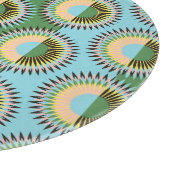 折り畳み花：レトロな青緑色のパターン。 カッティングボード (角)