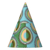 折り畳み花：レトロな青緑色のパターン。 パーティーハット (左)