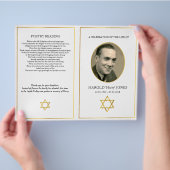 折り畳み葬儀パンフレット、ユダヤのダビデの星 チラシ (手)
