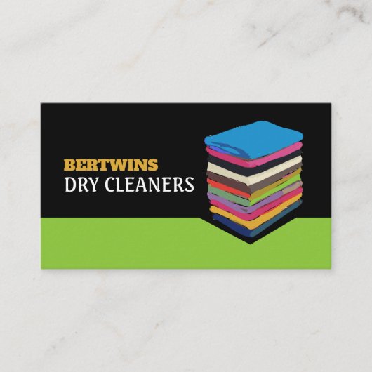 折り畳み衣類、ドライクリーナー、クリーニングサービス 名刺 (正面)