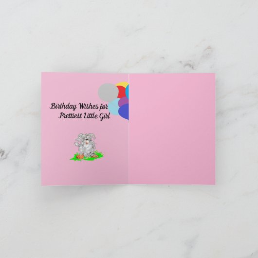 折り畳み誕生日カードスウィート小さな女の子 カード (内部)