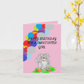 折り畳み誕生日カードスウィート小さな女の子 カード (黄色い花)