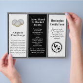 折り畳み農産物事業の白黒パンフレット チラシ (手)