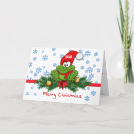 折り畳み間抜けカガエルのクリスマスグリーティングカード カード