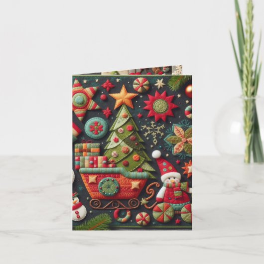 折り畳み雪だるまとスリーのクリスマスカード シーズンカード (正面)