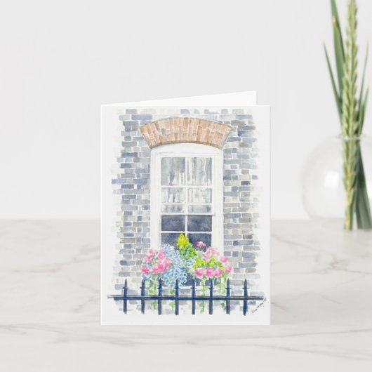 折り畳んだグリーティングカー絵画ド（水色） カード (正面)