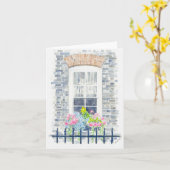 折り畳んだグリーティングカー絵画ド（水色） カード (黄色い花)